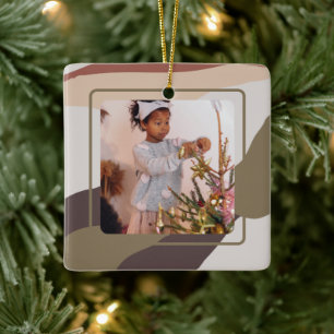 Retro Abstract Photo Christmas Ceramic Ornament