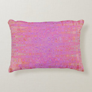 Retro Abstract Pink and Orange Squiggly Lines Decorative Cushion