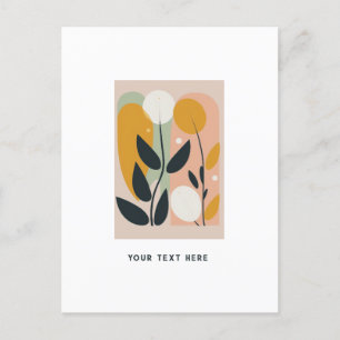 Retro, abstract plant print postcard
