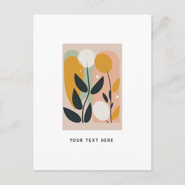 Retro, abstract plant print postcard (Front)