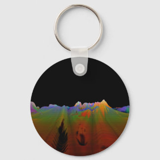 Retro Abstract Polygonal Landscape Keychain