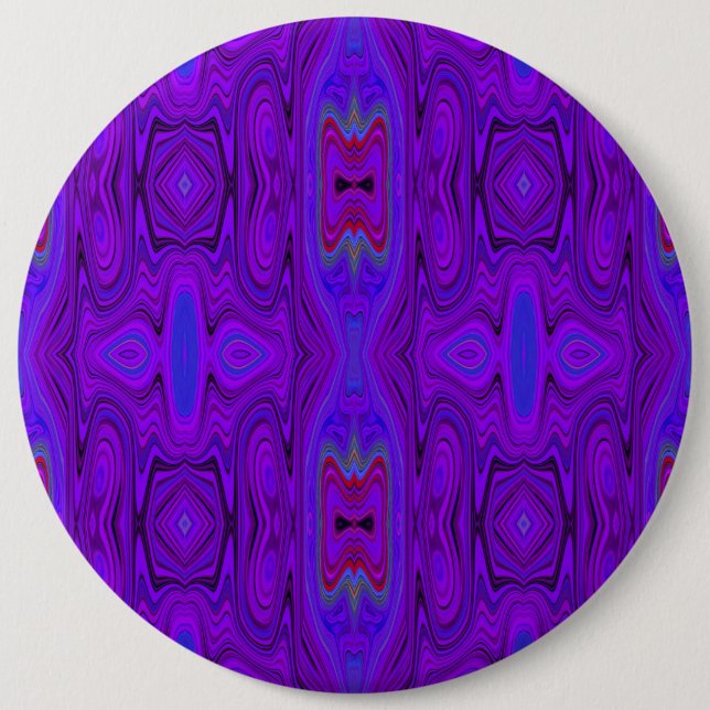 Retro Abstract Purple and Royal Blue Pattern 6 Cm Round Badge (Front)