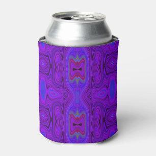 Retro Abstract Purple and Royal Blue Pattern Can Cooler
