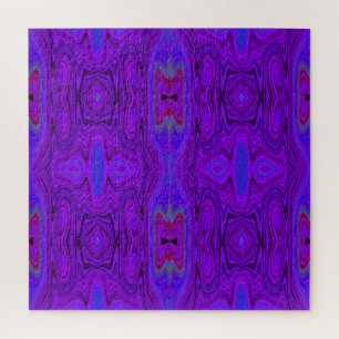 Retro Abstract Purple and Royal Blue Pattern Jigsaw Puzzle