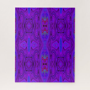 Retro Abstract Purple and Royal Blue Pattern Jigsaw Puzzle