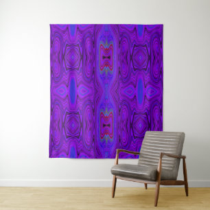 Retro Abstract Purple and Royal Blue Pattern Tapestry