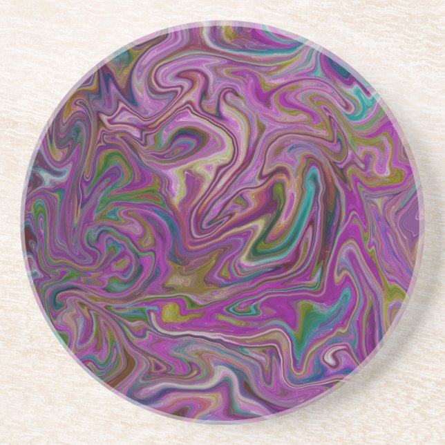 Retro Abstract Purple Sandstone Coaster (Front)