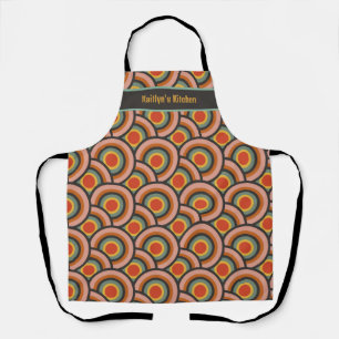 Retro Abstract Red Gold Teal Circles Personalised Apron