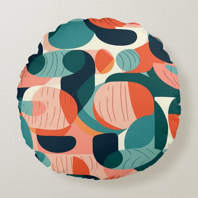 Retro Abstract Rhythmic Flow Pillow (Front)