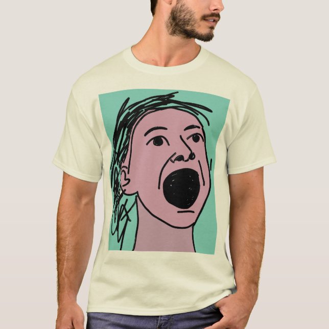 Retro Abstract Screaming Expressionist Face Graphi T-Shirt (Front)