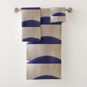 Retro Abstract Semi Circles on Soft Gold Bath Towel Set