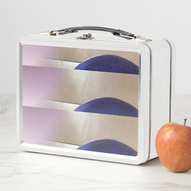 Retro Abstract Semi Circles on Soft Gold Metal Lunch Box (In Situ)