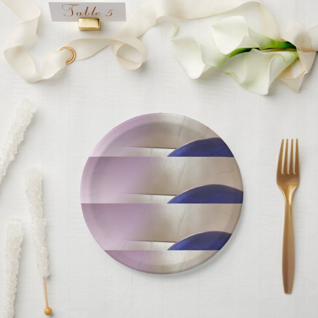 Retro Abstract Semi Circles on Soft Gold Paper Plate (Wedding)