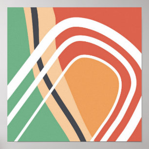 Retro abstract shapes, colourful artwork poster