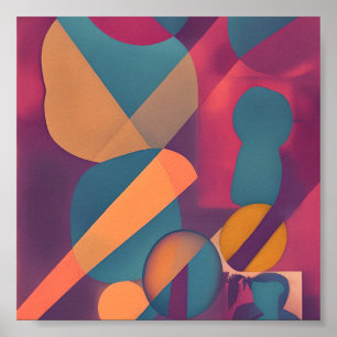 Retro abstract shapes poster