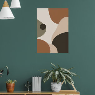 Retro Abstract Shapes Poster Terracotta Bauhaus