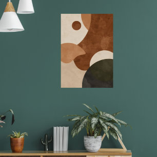 Retro Abstract Shapes Poster Terracotta Bauhaus