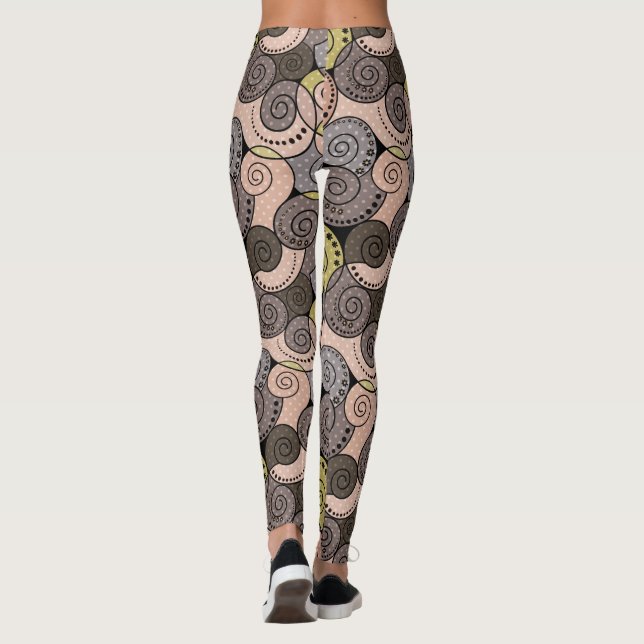 Retro, abstract , spirals leggings (Back)