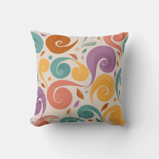 Retro Abstract Swirl Pastel Throw Pillow