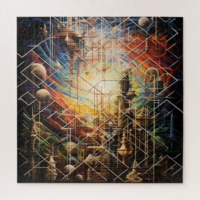 Retro Abstract Urban Skylines Jigsaw Puzzle (Vertical)
