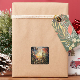 Retro Abstract Urban Skylines Square Sticker