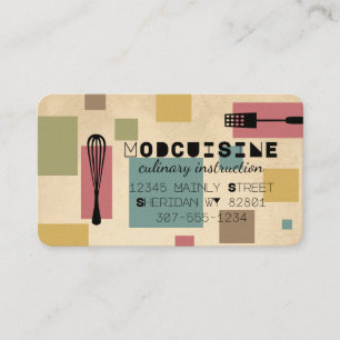 Retro abstract utensils cooking culinary chef business card