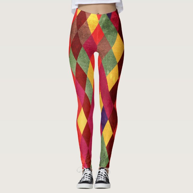 Retro Abstract: Vintage Pattern Design Leggings (Front)