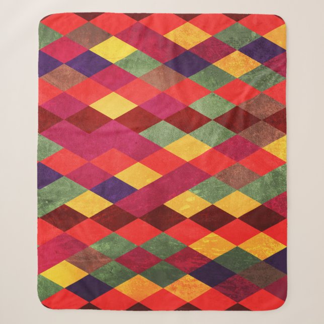 Retro Abstract: Vintage Pattern Design Sherpa Blanket (Front)