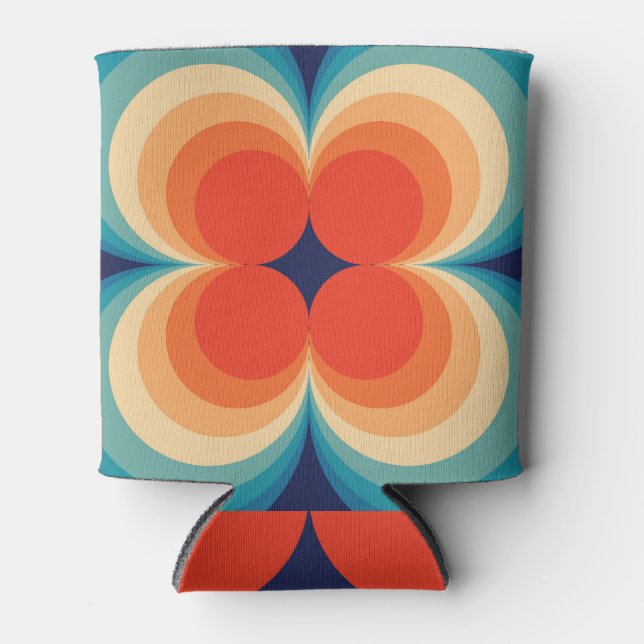 Retro Abstract Vintage Repeat Background Can Cooler (Front)