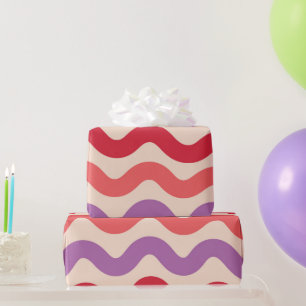 Retro Abstract Waves Pink Purple Red Pattern  Wrapping Paper