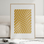 Retro Abstract Wavy Chequerboard Mustard Yellow Poster<br><div class="desc">Bring a bold retro vibe to your space with this eye-catching wavy chequerboard pattern in mustard yellow and cream. Available as both printed and printable wall art, this design blends 60s psychedelic energy with a modern twist, creating a captivating optical illusion that adds movement and depth to any room. Perfect...</div>