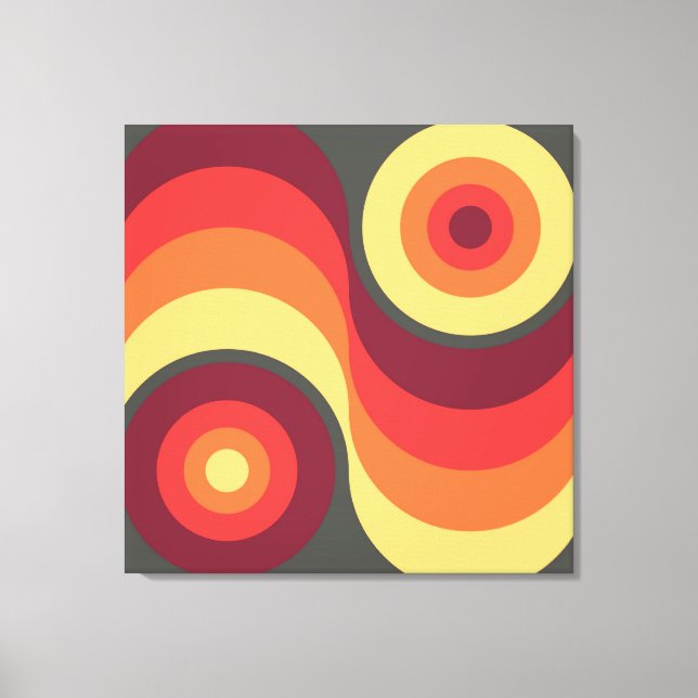 Retro Abstract Wavy Rainbow Squares Abstract Art Canvas Print (Front)