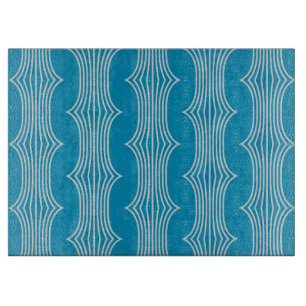 Retro Abstract White Lines on Blue Pattern Cutting Board