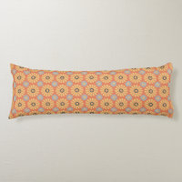 Retro Abstrat Blue and Orange Daisies Pattern