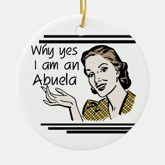 Retro Abuela Gifts Ceramic Tree Decoration (Front)