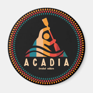 Retro Acadia Kayaking Magnet