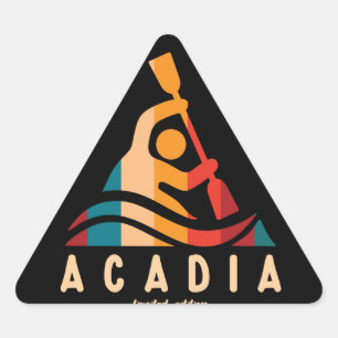 Retro Acadia Kayaking Triangle Sticker