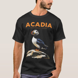 Retro Acadia National Park Atlantic Puffin Bird Lo T-Shirt