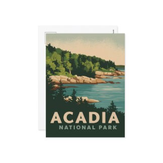 Retro Acadia National Park Bar Harbour Holiday Postcard