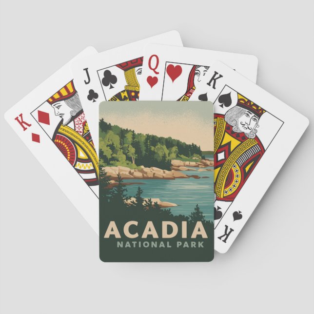 Retro Acadia National Park Bar Harbour Playing Cards (Back)