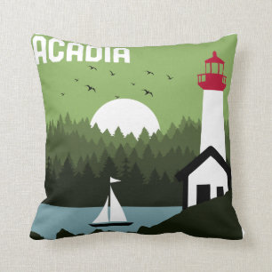 Retro Acadia National Park Maine Vintage 80s Style Cushion
