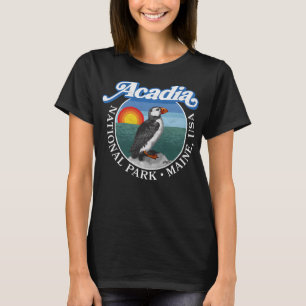 Retro Acadia National Park Vintage Maine Puffin T-Shirt