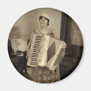 Retro Accordion Girl Magnet