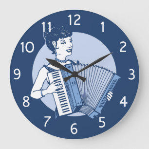 Retro Accordion Lady Large Clock
