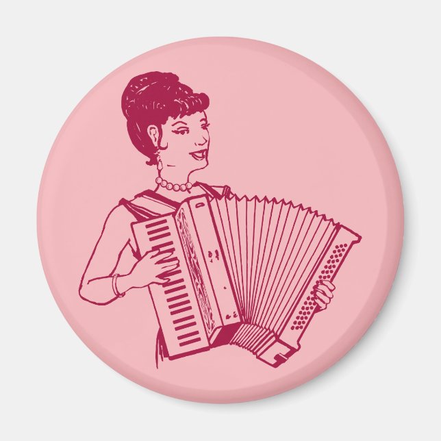 Retro Accordion Lady Magnet (Front)