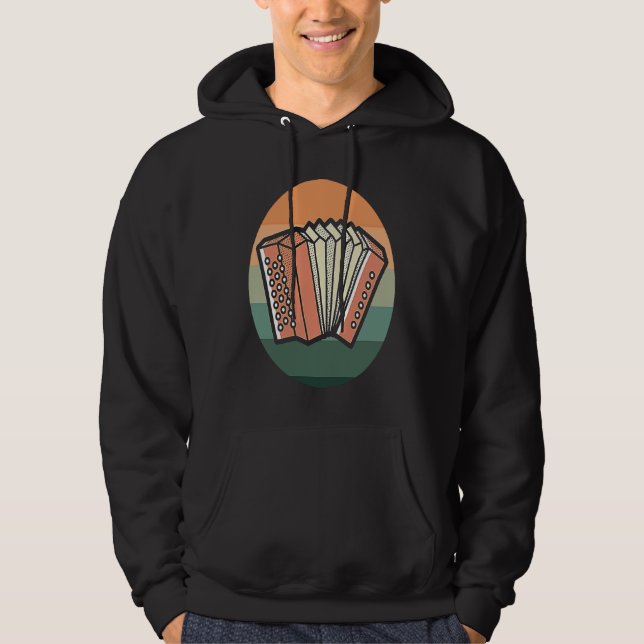 Retro Accordion Musician Instrument Hoodie (Front)