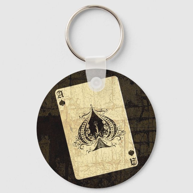 Retro Ace of Spades Key Ring (Front)