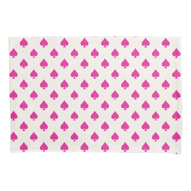 Retro Ace of Spades Pattern Fuchsia Pink BOHO Chic Pillowcase (Front)