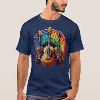 Retro Acoustic Guitar Vintage Guitarist Cool Music T-Shirt
