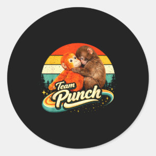 Retro adorable cute baby monkey punch men women classic round sticker